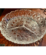 Cut Glass Divided 3 Sections Relish Tray Round 8-1/8&quot; x 2&quot; - $19.00