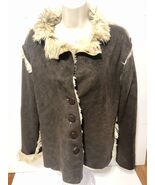 TRUE GRIT Faux Elephant Fur BLAZER Coat JACKET Women’s Brown Size LARGE - €32,83 EUR