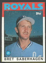 Kansas City Royals Bret Saberhagen 1986 Topps Wax Box Bottom Baseball Card #O - £0.39 GBP