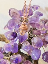 Amethyst Crystal Point Copper Wire Wrapped Necklace - £21.36 GBP