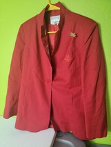 Vintage Mary Kay by Brookhurst  Red Womens Blazer Jacket Size 4p W/pins Vtg - £22.06 GBP