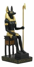 Ancient Egyptian God Anubis Sitting On Throne Statue Deity Lord of The Afterlife - $27.99