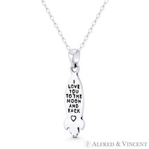 Rocketship &quot;I Love You To The Moon &amp; Back&quot; Oxidized .925 Sterling Silver Pendant - £21.32 GBP