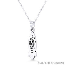 Rocketship &quot;I Love You To The Moon &amp; Back&quot; Oxidized .925 Sterling Silver Pendant - $26.99