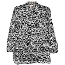 White Stag Womens Size 12 Blouse Long Sleeve Button Front Collared Black... - $12.97