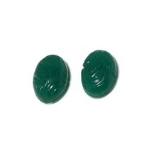 11.9 Cts/2 pcs Natural Green Onyx Oval Carving Loose Gemstone for Jewelr... - $12.95