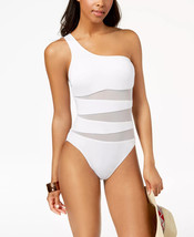 Kenneth Cole One Piece Swimsuit One Shoulder Cutout Mesh White Size Xl $117 -NWT - £21.57 GBP