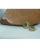 Vintg 14k Cabochon Jade Jadeite Seed Pearl Earrings Filigree Wires J3918OAS - $494.99