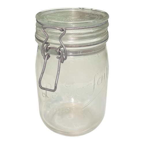 Le Parfait Super Jar 7" Tall Wire Bail Glass Canister France 3.5" Base Vtg Quart Item image 2