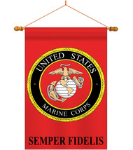 Marine Corps - Applique Decorative Wood Dowel with String House Flag Set HS10801 - $53.97