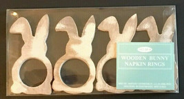 Easter Bunny Napkin Rings Shabby Chic Wood 3.75&quot; Set of 4 Adorable Holiday - £23.29 GBP