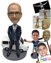 Personalized Bobblehead Businessman Dude In Formal Outfit Standing Next To A Del - $174.00
