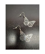 Sliver Butterfly Pierced Ear Rings Jewelry - £9.42 GBP