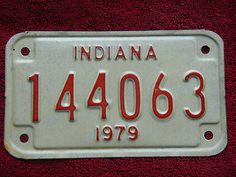 INDIANA MOTORCYCLE LICENSE PLATE 1979 79 # 144063 - $6.92