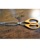 Vintage Yellow Plastic Handle 10&quot; Stainless Steel Tongs - Made in China - €7,63 EUR