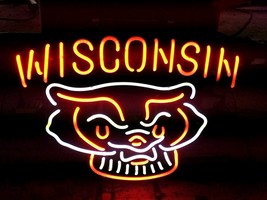 NCAA University Wisconsin Badgers Football Basketball Neon Light Sign 18&quot; x 15&quot; - £398.98 GBP