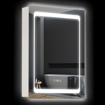 Kleankin Led Lighted Medicine Cabinet With Mirror, Wall-Mounted Plug-In Bathroom - £139.57 GBP