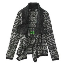 Girls Sweater Cardigan Its Our Time Black Gray Marled Knit Cascade Plus-... - £19.57 GBP