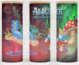 Frosted Glass Alice in Wonderland with Smoking Caterpillar Cup Mug Tumbler 25oz - £15.68 GBP