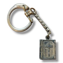 Vintage Metal Keyring Keyholder Keychain Bible Book Christian Religious  - $11.99