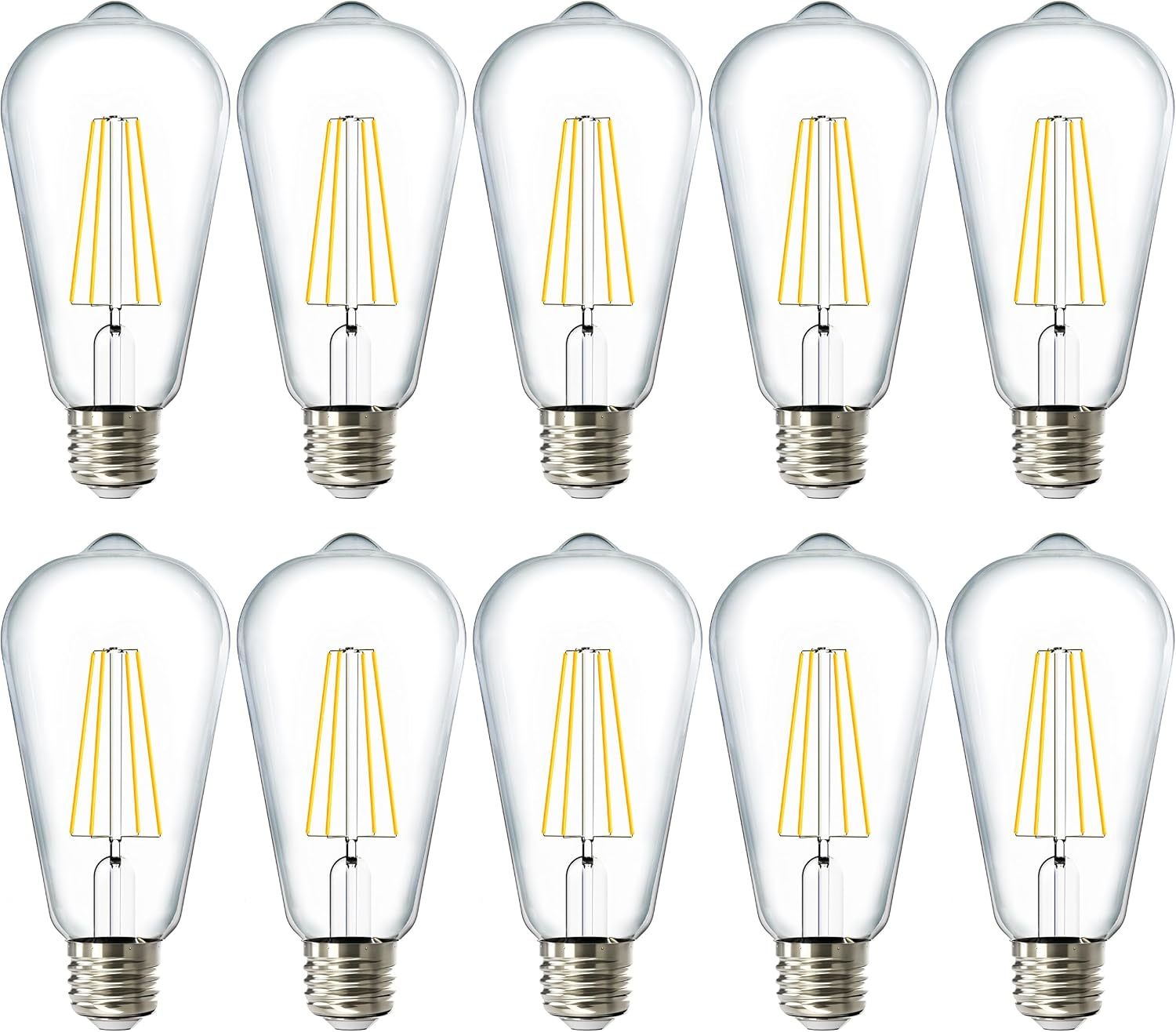Sunco 10 Pack 60W Vintage Led Edison Bulbs Equivalent 8.5W Cri92 800 Lum... - $44.95