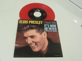 Elvis Presley  45  &amp; Picture Sleeve   It&#39;s Now Or Never   RCA Red Vinyl - £19.55 GBP