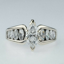 2.65Ct Marquise Simulated Diamond Solitaire Engagement Ring 925 Sterling Silver - £77.18 GBP