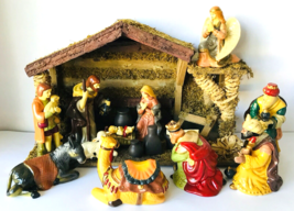 Large Nativity Crêche Christmas Scene Holy Family 3 Kings Shepherd Angel Animals - £68.11 GBP