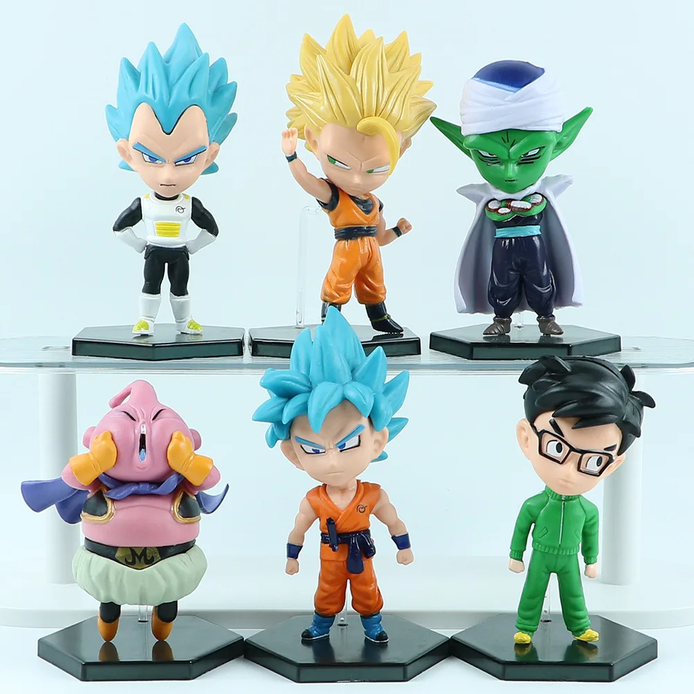 6Pcs/Set Anime Dragon Ball Z Set Super Son Goku Vegeta Broly Buu Action Figure - £20.65 GBP