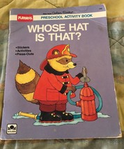 Playskool Preschool Activity Book Whose Hat Is That? Golden Books 1989 Oversized - £8.69 GBP