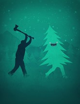 funny christmas tree chased by lumberjack ceramic tile mural backsplash - £44.41 GBP+