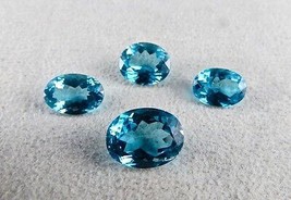Finest Blue Topaz Oval Cut 4 Pcs 38.75 Carats Gemstone For Pendant Earring Ring - £215.78 GBP