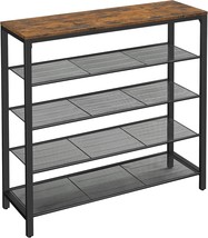 Vasagle Shoe Rack, Industrial, Industrial, Rustic Brown And Black, 5-Tier Shoe - $81.92