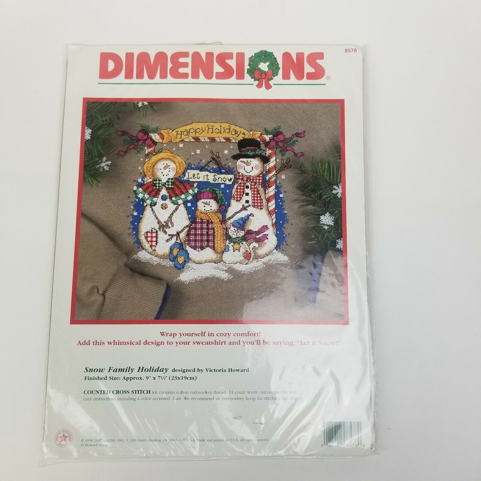 Primary image for 1998 Dimensions Christmas Design Kit Snow Family Holiday Cross Stitch VTG 1998