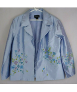 Vintage Virgo Women&#39;s Lavender Beaded Floral Open Front Blazer Jacket Si... - $24.74
