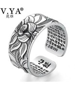 V.YA Vintage 999 Pure Sterling Silver Buddhism Themed Ring - Men&#39;s, Lotu... - £19.57 GBP