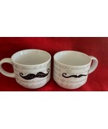 Pier 1 Imports Mustache Coffee Tea Cup Mug White Porcelain Stackable - $225.80 MXN