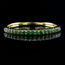 1.6Ct Emerald Round Cut 14K Yellow Gold Over Anniversary Wedding Women Band Ring - £61.08 GBP