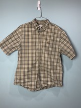 Men&#39;s Carhart Short Sleeve Shirt Green Plaid Relaxed fit button up Size ... - £9.26 GBP