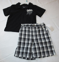 Baby Calvin Klein shorts Polo shirt 18 M months black white plaid NEW NWT - $22.21