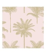 Blush Palm Trees Wallpaper 20.9 X Pink Nature Wildlife Washable - $76.22