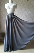 Silver Gray Chiffon Maxi Skirt Bridesmaid Plus Size Floor Length Chiffon Skirt image 12
