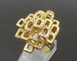 14K GOLD - Vintage Shiny Brutalist Design Statement Ring Sz 6 - GR133 - £708.07 GBP