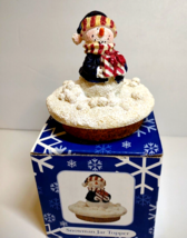 Snowman Jar Topper Christmas Them Ceramic With Cork Base For Jars Or Candles - £16.43 GBP