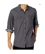 Wrangler Authentics Long Sleeve 100% Cotton Button Down Shirt | Grey | Mens XL - £18.64 GBP