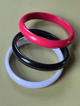 Lot of Red White &amp; Black Plastic Bangle Bracelets - 2.5 inches across inside - $11.83