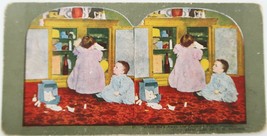 Stereoview &quot;When Ma&#39;s Away The Children Play... Havoc &quot; 1898 T.W. Ingersoll - £12.01 GBP