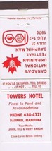 Matchbook Cover Towers Hotel Dauphin MN Canada&#39;s National Ukrainian Festival - $0.67