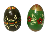 Vintage Eastern European Hand Painted Wooden Easter Eggs Lot of 2 - $14.24