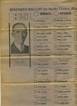 1934 Specimen Ballot Shelby County Illinois Politics Socialist Prohibition - $49.45